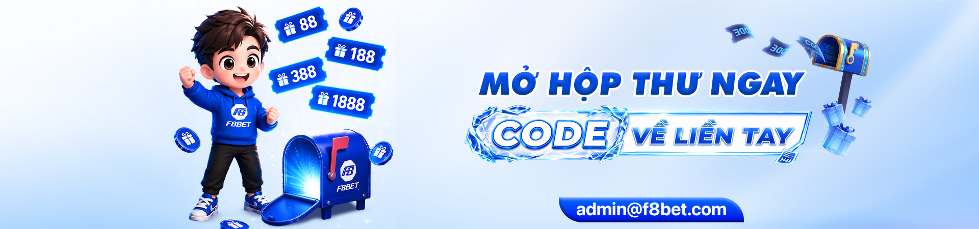 f8bet banner nhận code quà tặng cực đỉnh trong hòm thư